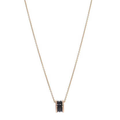 Bulgari 18K Rose Gold Black Ceramic B.Zero1 Pendant Necklace 1 of 4