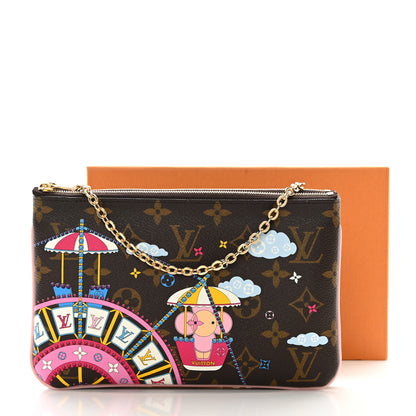 Louis Vuitton Monogram 2020 Christmas Animation Big Wheel Double Zip Pochette Rose Ballerine 12 of 12