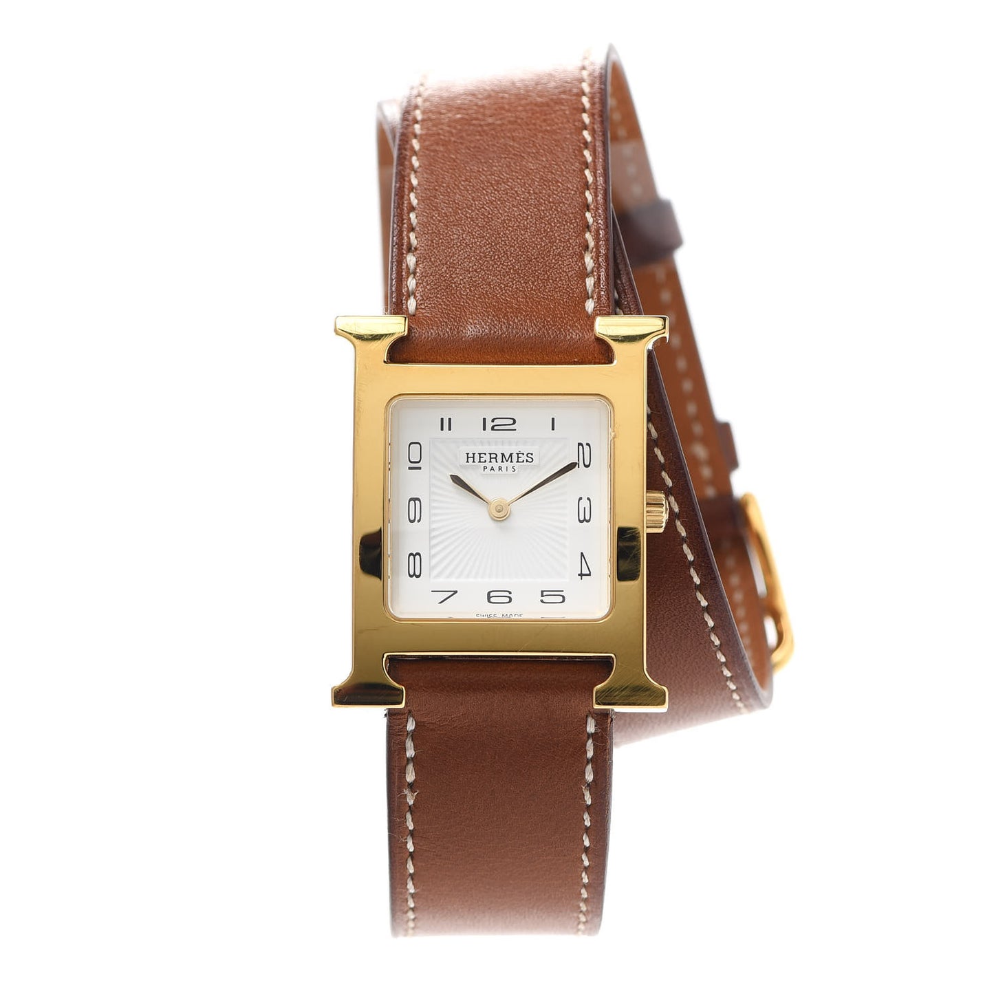 Stainless Steel Barenia 26mm Heure H Hour Double Tour Quartz Watch Fauve