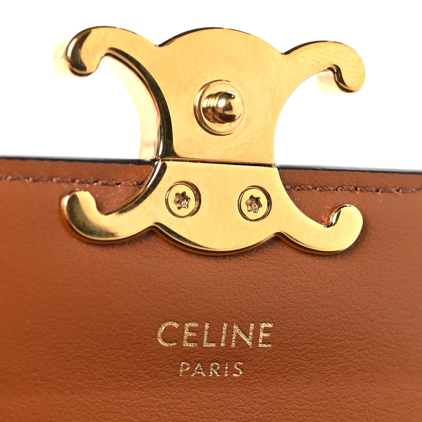 Triomphe Canvas Calfskin Flap Card Holder Tan