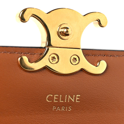 Celine Triomphe Canvas Calfskin Flap Card Holder Tan 6 of 6