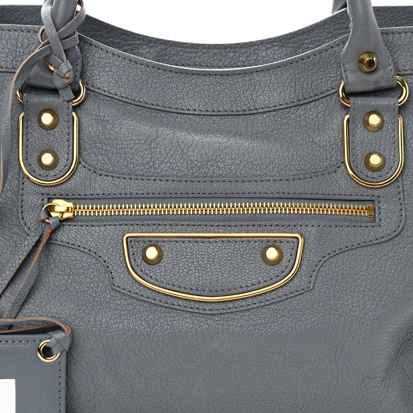 Chevre Gold Metallic Edge Hardware City Bleu Acier