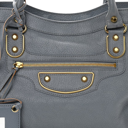 Balenciaga Chevre Gold Metallic Edge Hardware City Bleu Acier 8 of 10
