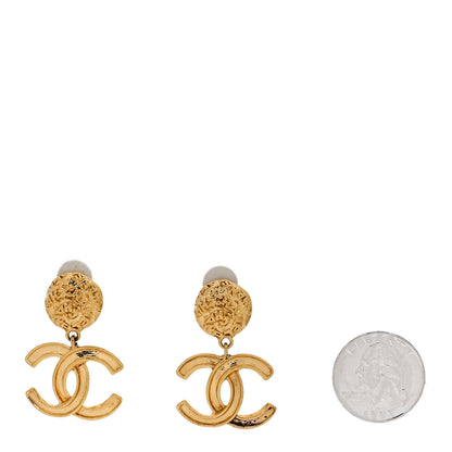 Chanel Metal CC Logo Drop Clip On Earrings Gold 2 of 5