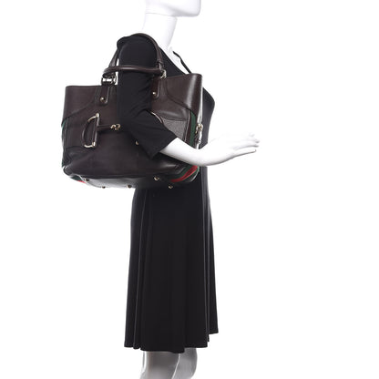 Gucci Calfskin Horsebit Web Dark Brown 2 of 12