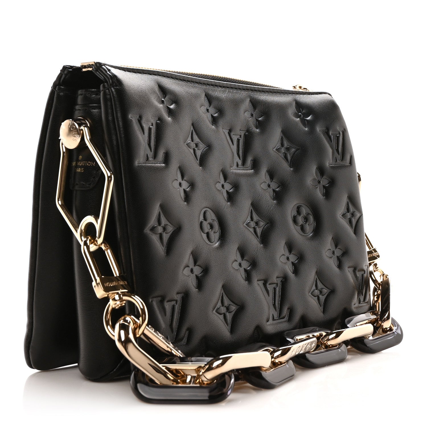 Louis Vuitton Lambskin Crystal Embellished Monogram Coussin BB Black 3 of 10