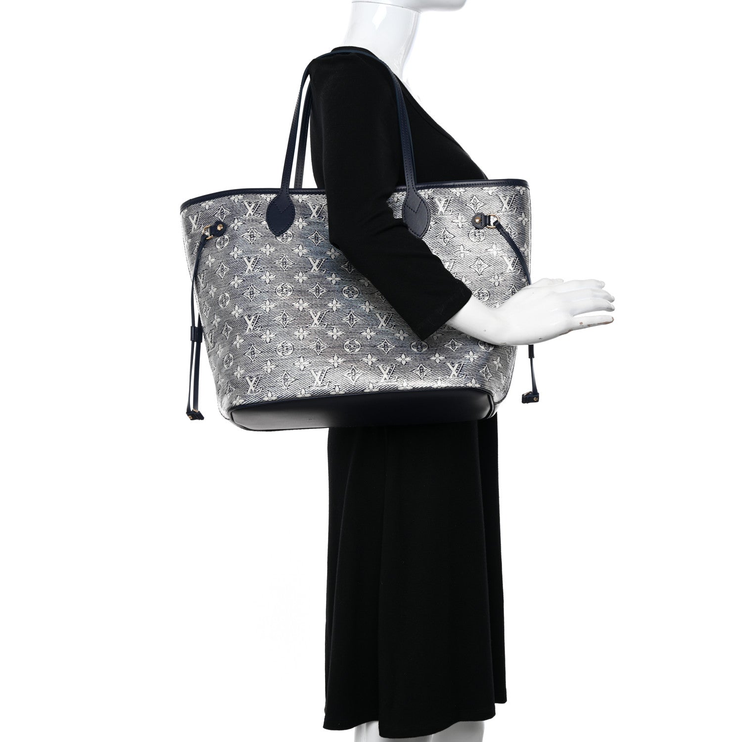 Louis Vuitton Monoglam Neverfull MM Blue 2 of 10