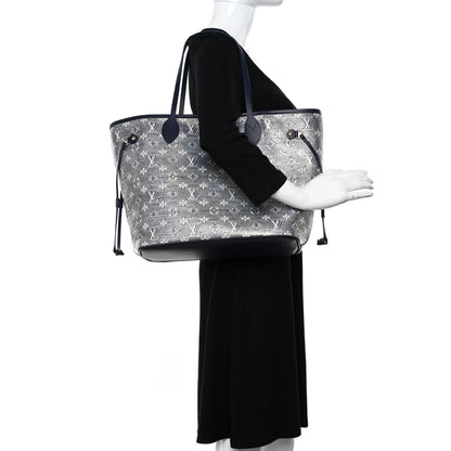 Louis Vuitton Monoglam Neverfull MM Blue 2 of 10