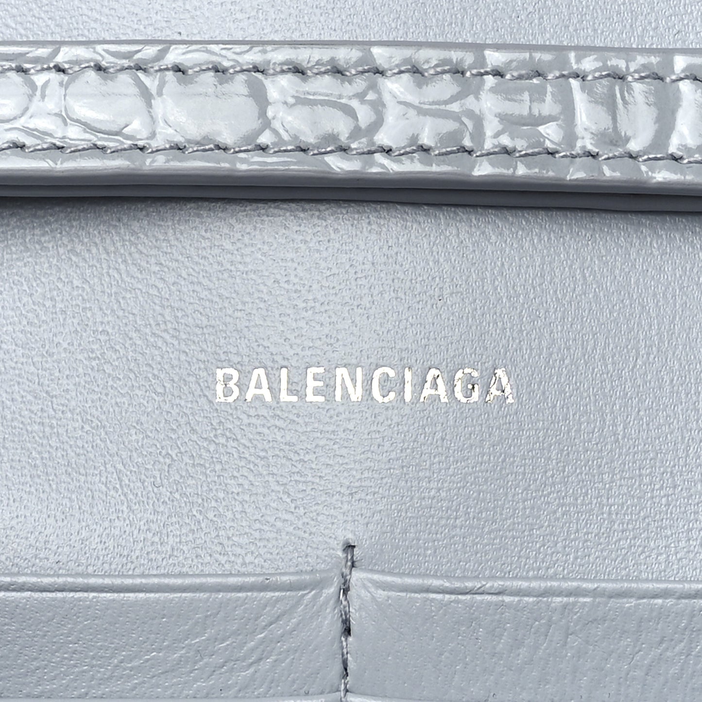 Shiny Calfskin Crocodile Embossed Hourglass Chain Bag Grey