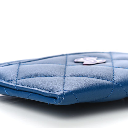 Chanel Lambskin Quilted Card Holder Blue Pink 9 of 11