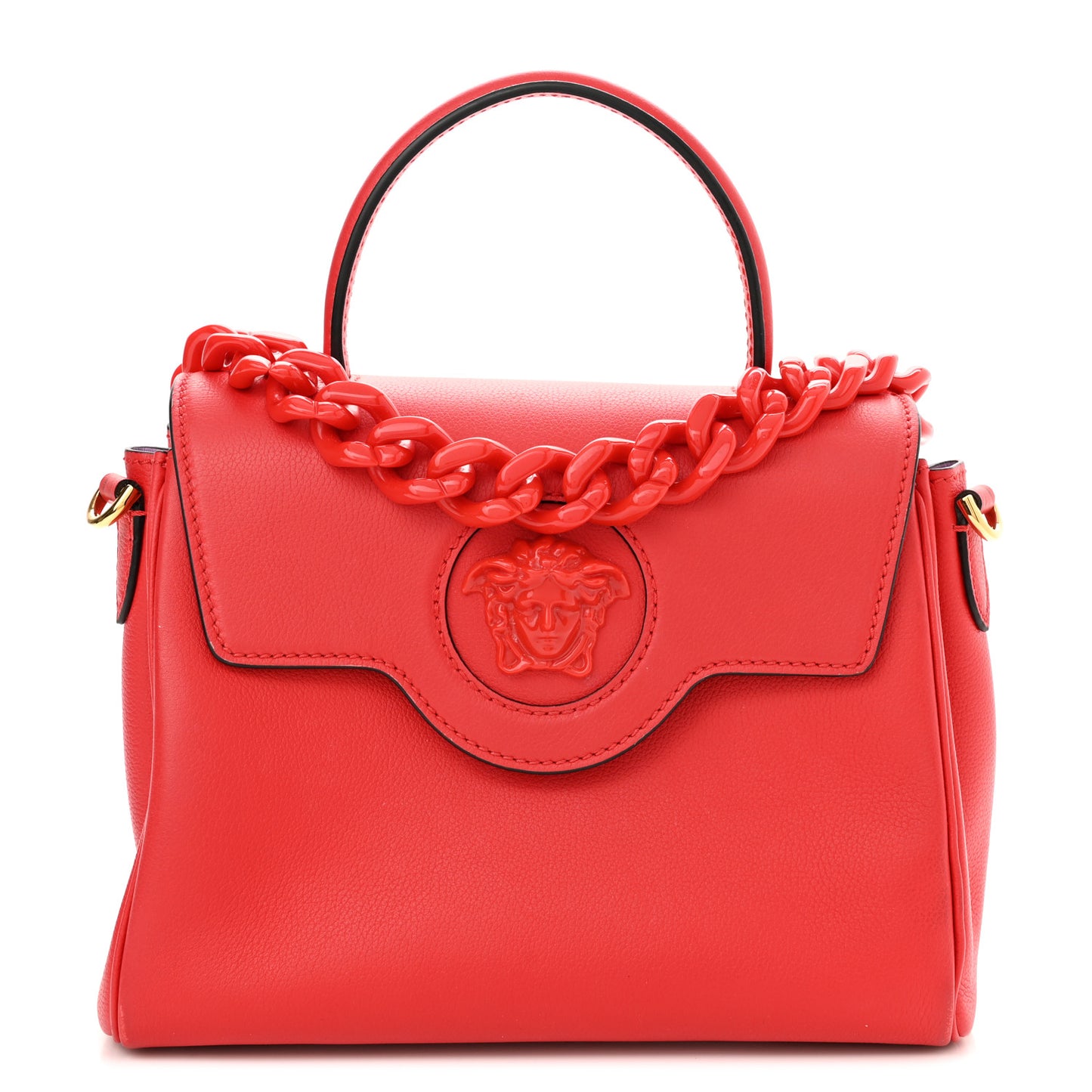 Calfskin Medium La Medusa Top Handle Handbag Red