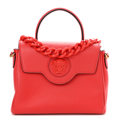 Versace Calfskin Medium La Medusa Top Handle Handbag Red 1 of 13