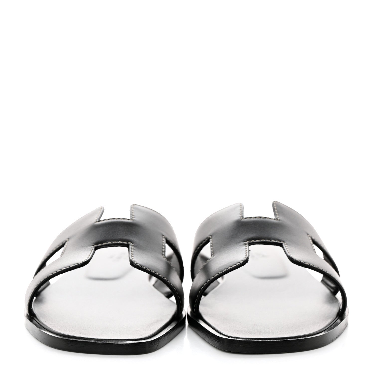 Hermes Box Calfskin Oran Sandals 36 Black 2 of 9