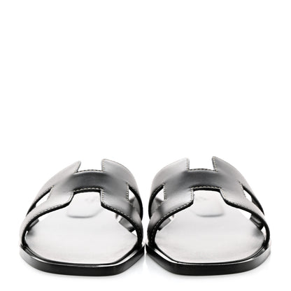 Hermes Box Calfskin Oran Sandals 36 Black 2 of 9
