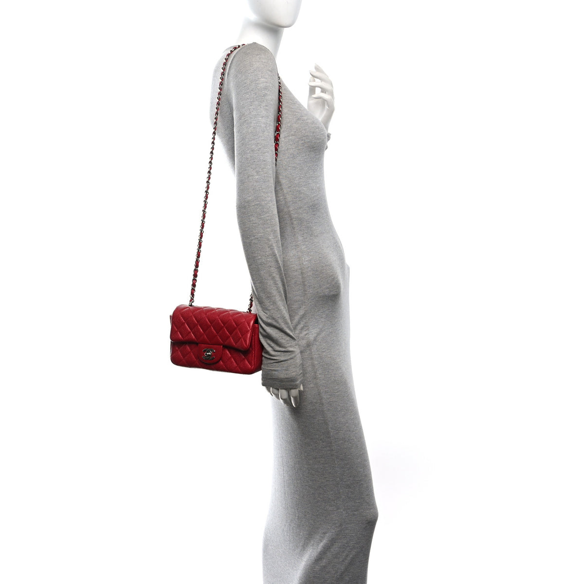Chanel Caviar Quilted Mini Rectangular Flap Red 2 of 10