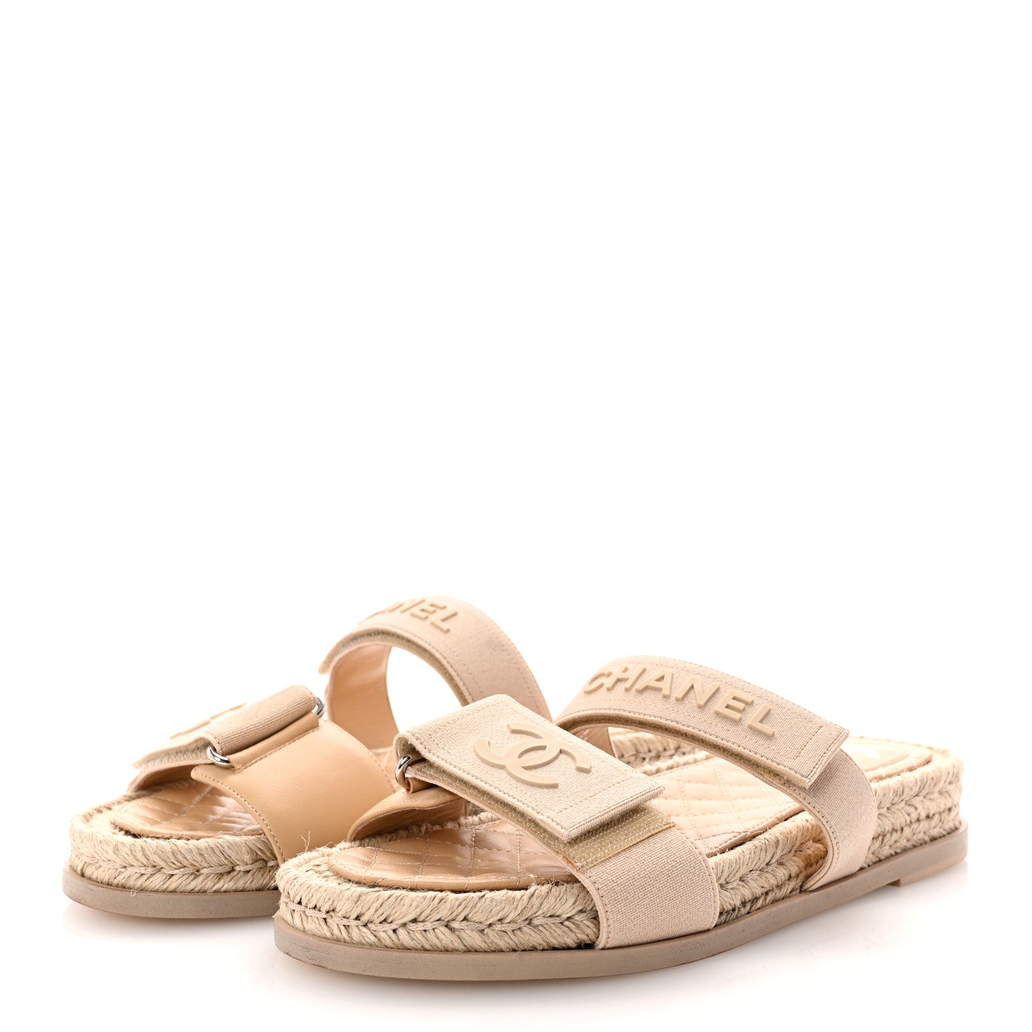Chanel Grosgrain Lambskin Elastic Flat Mules 39 Beige 4 of 9