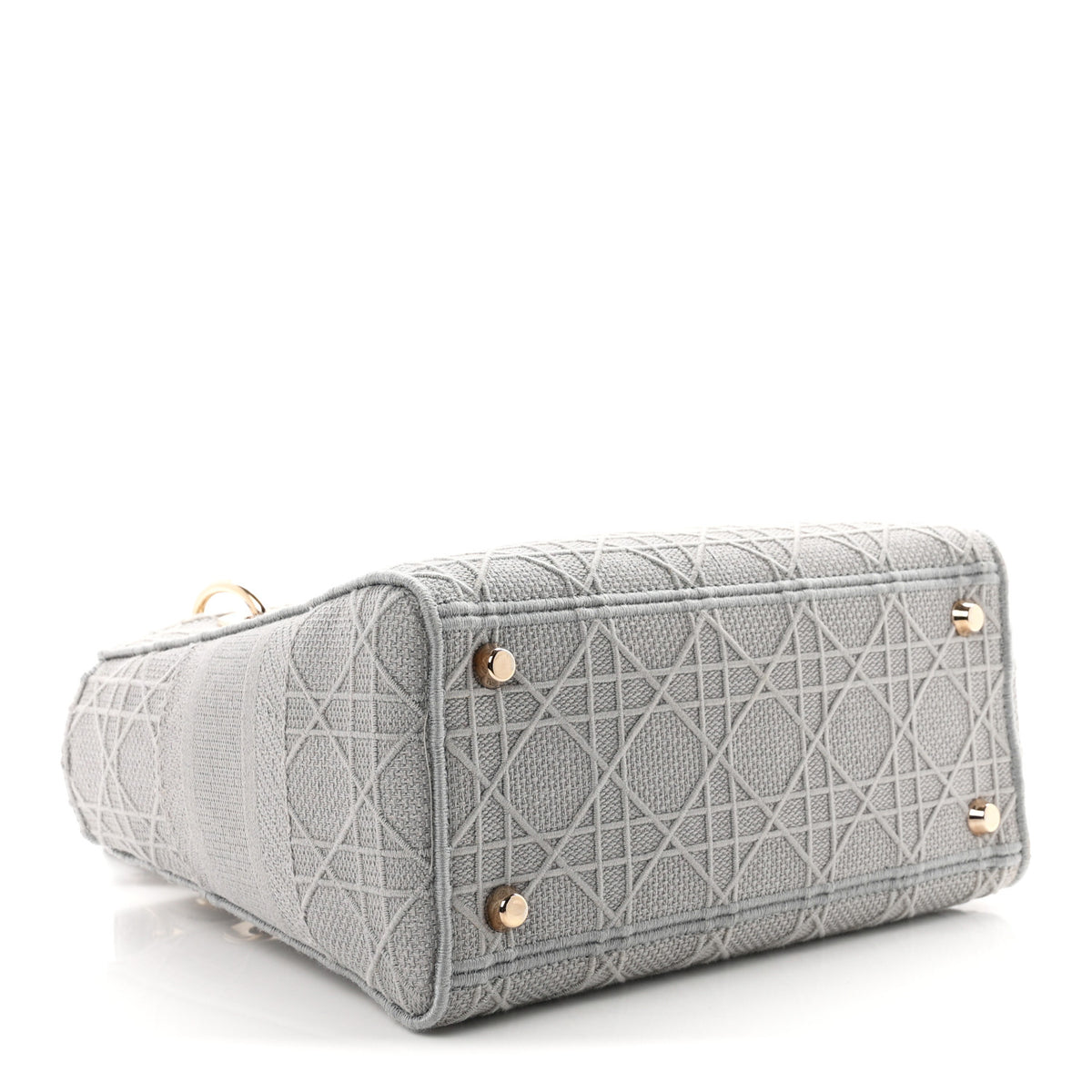 Christian Dior Canvas Embroidered Cannage Medium Lady D-Lite Gray 4 of 10