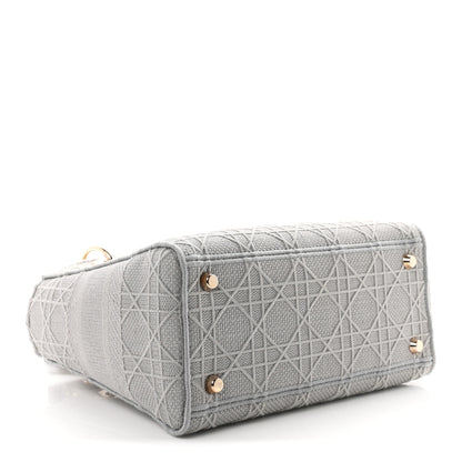 Christian Dior Canvas Embroidered Cannage Medium Lady D-Lite Gray 4 of 10
