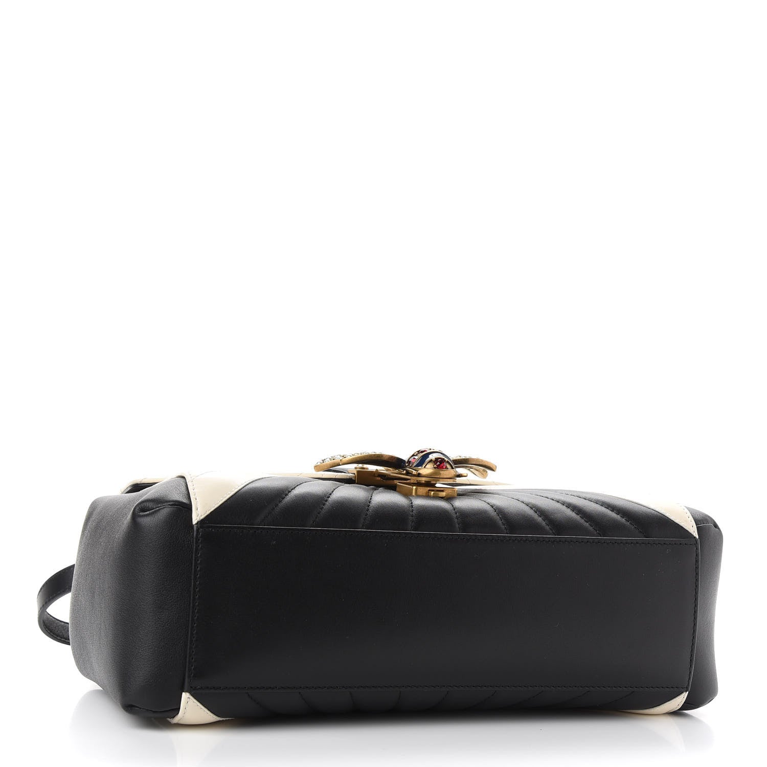 Gucci Calfskin Bamboo Trapuntata Queen Margaret Top Handle Bag Mystic White Black 4 of 9
