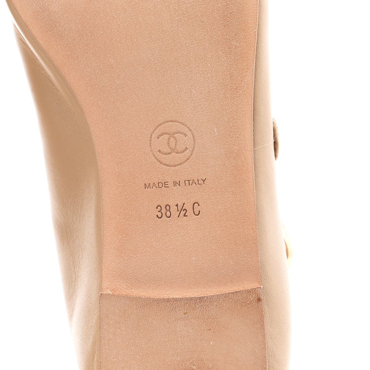 Lambskin Mary Jane Flats 38.5 Beige
