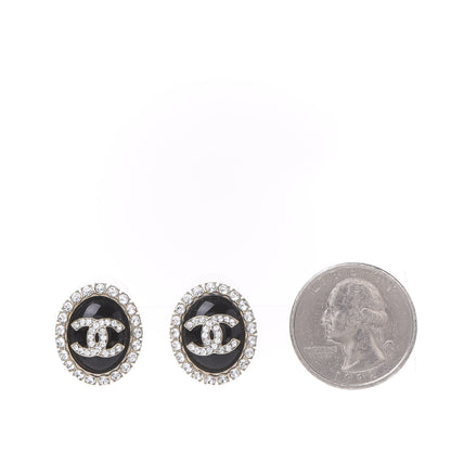 Chanel Crystal Resin CC Earrings Silver 2 of 4