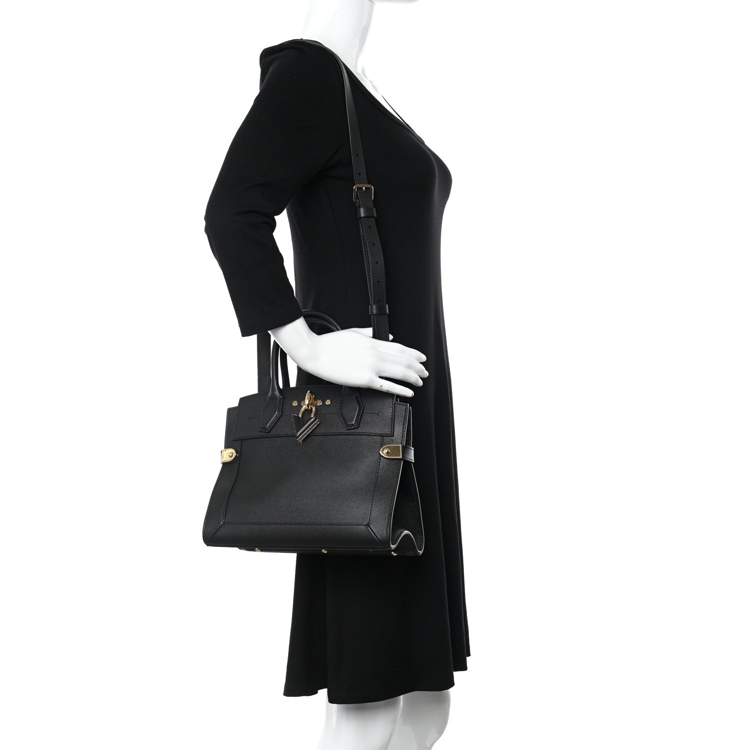 Louis Vuitton Calfskin Steamer PM Black 2 of 10