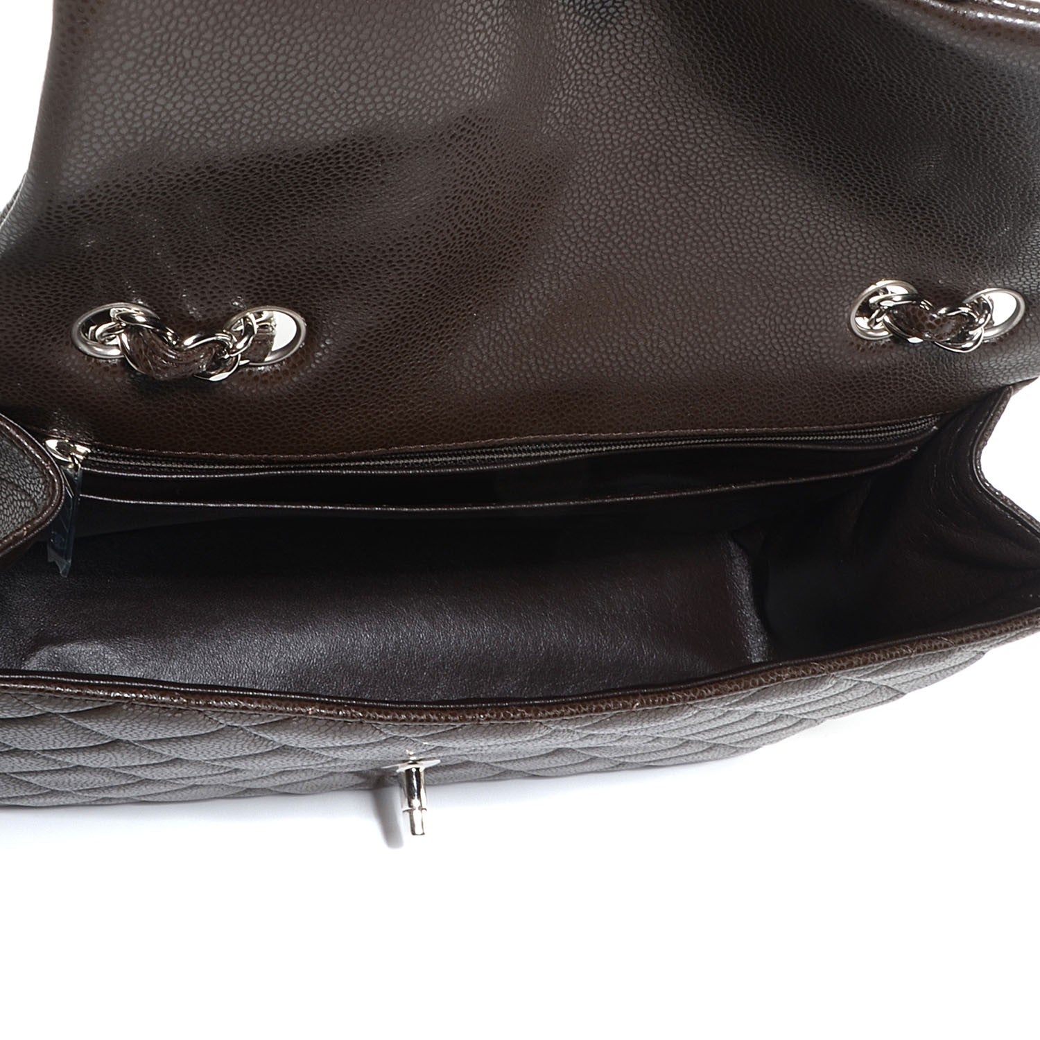 Chanel Caviar Quilted Jumbo Single Flap Dark Brown 6 of 9