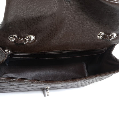 Chanel Caviar Quilted Jumbo Single Flap Dark Brown 6 of 9