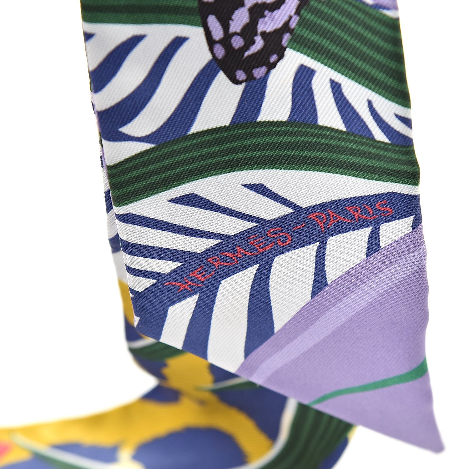 Hermes Silk Jaguar Quetzal Twilly Jaune Vert Mauve 4 of 5