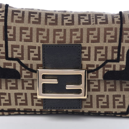 Fendi Zucchino Velvet Vitello Mini Mama Tube Bag Mogano Panna Black 9 of 11