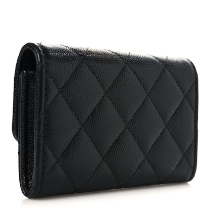 Chanel Caviar Quilted CC Glitter Flap Card Holder Black Black 3 of 8