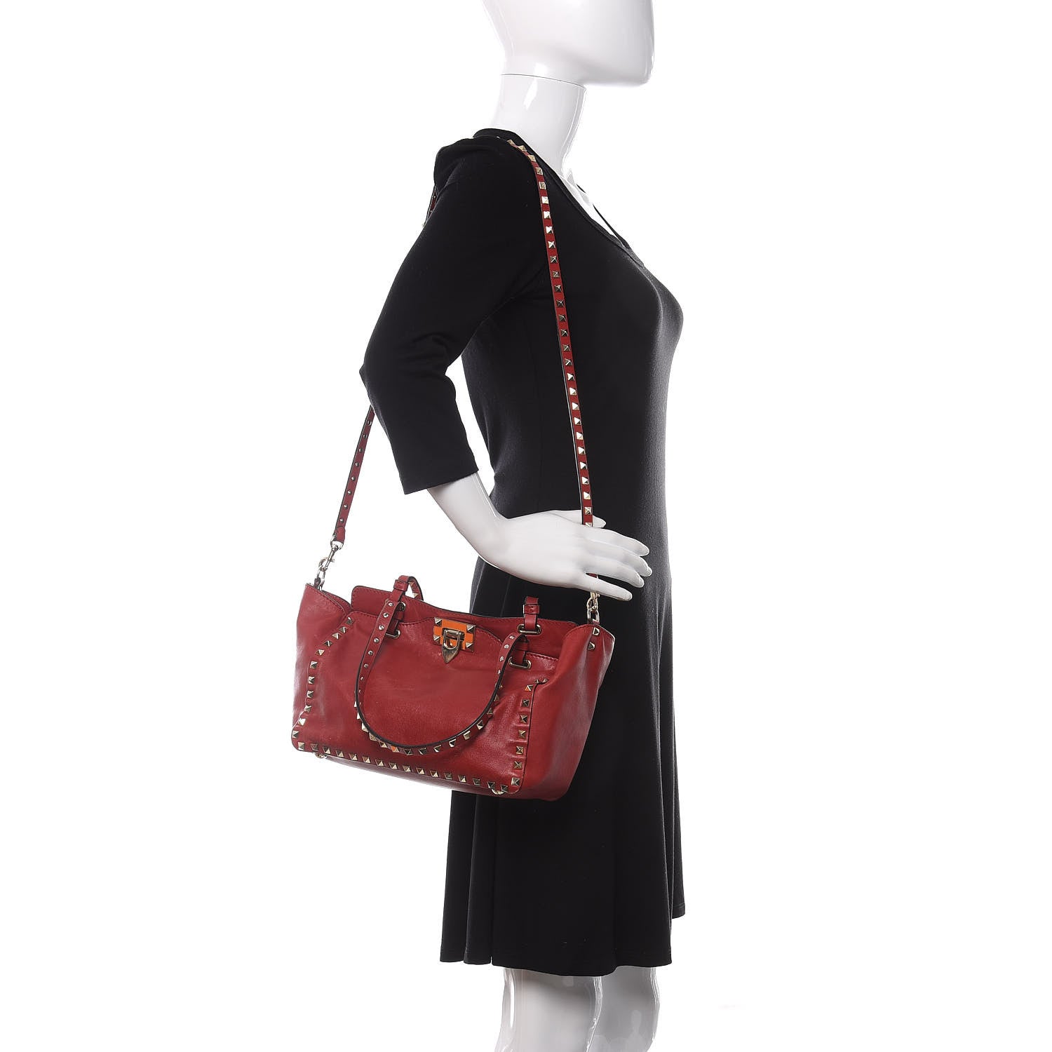 Valentino Garavani Vitello Small Rockstud Tote Rosso Valentino 2 of 18
