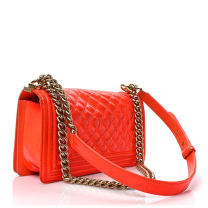 Chanel Patent Quilted Medium Boy Flap Orange 3 of 11