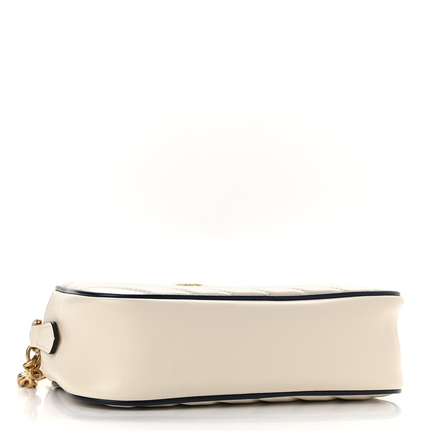Vintage Effect Calfskin Matelasse Diagonal Small Torchon GG Marmont Chain Shoulder Bag Mystic White Blue Agata