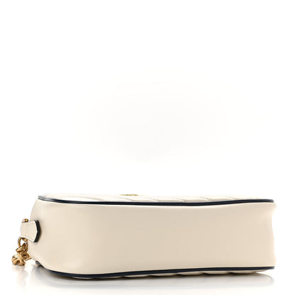 Gucci Vintage Effect Calfskin Matelasse Diagonal Small Torchon GG Marmont Chain Shoulder Bag Mystic White Blue Agata 4 of 10