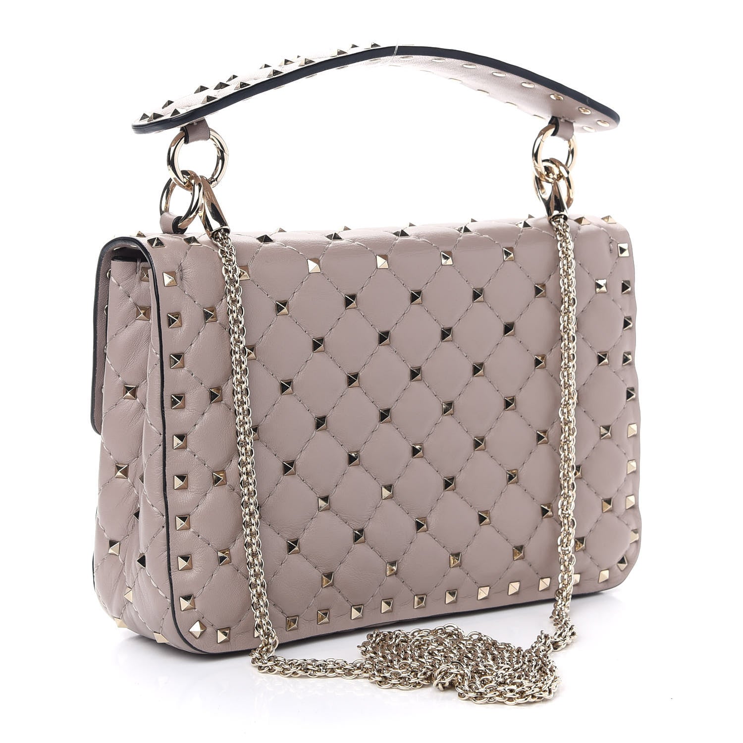 Valentino Garavani Lambskin Medium Rockstud Spike Shoulder Bag Poudre 3 of 8