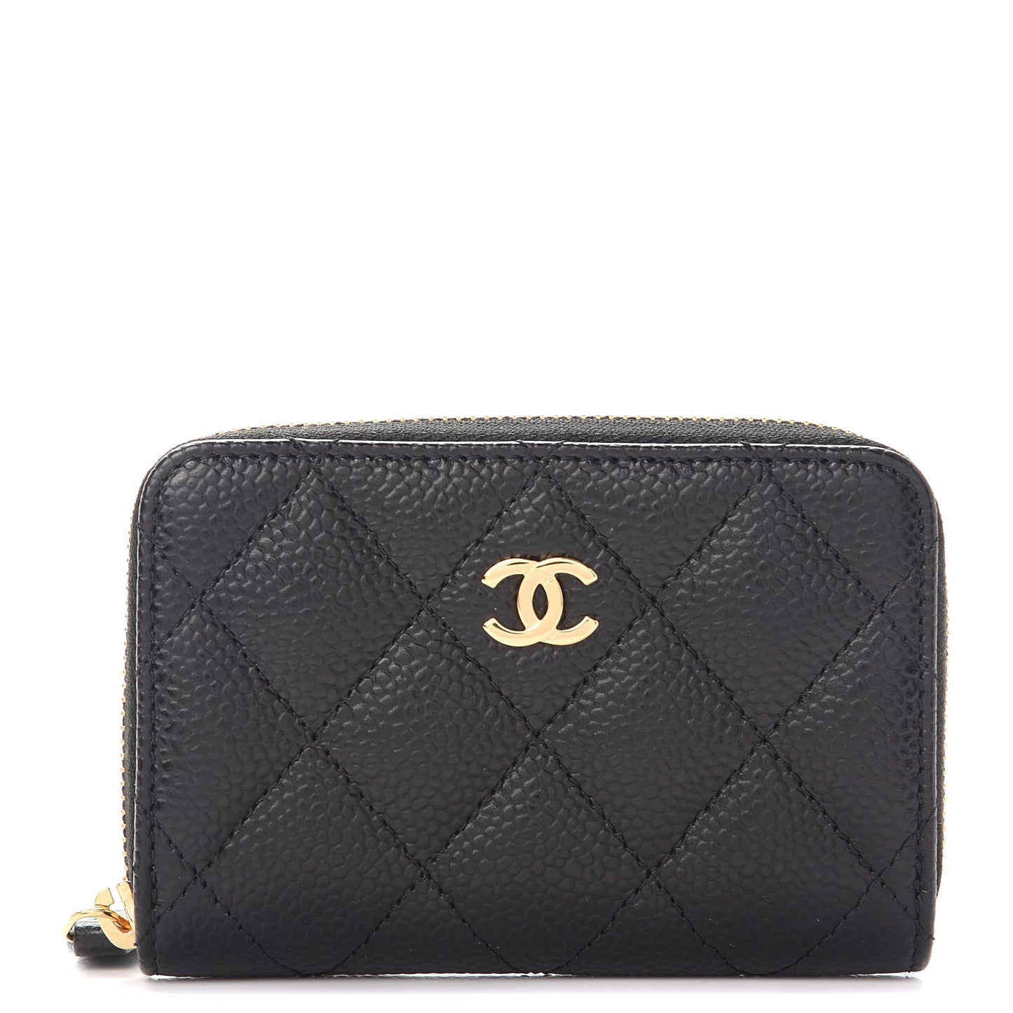 Caviar Quilted Zip Coin Purse Black