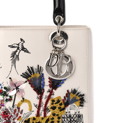Christian Dior Smooth Calfskin Eiffel Tower Embroidered Medium Lady Dior White Multicolor 14 of 14