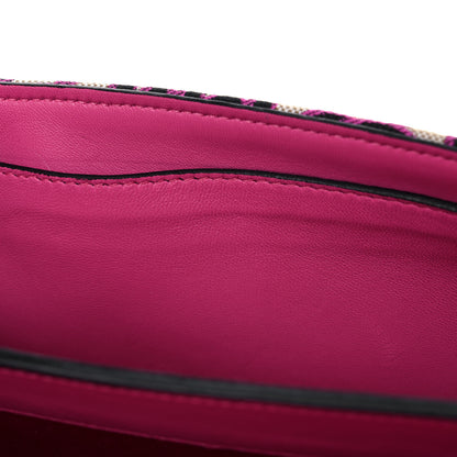Miu Miu Jacquard Crocodile Embossed Calfskin Crystal Solitaire Flap Bag Fuxia 8 of 12