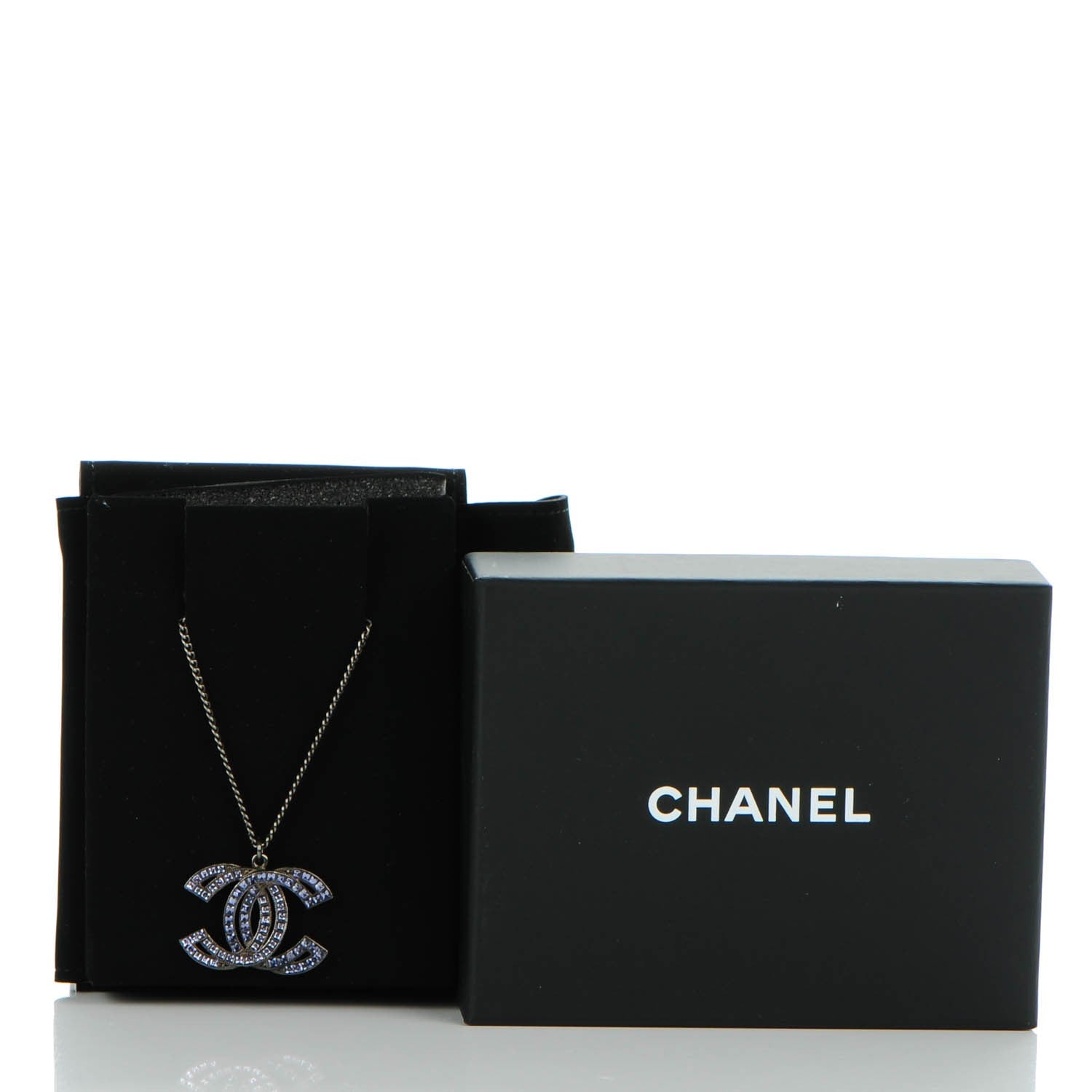Chanel Crystal Baguette CC Necklace Purple Pink 6 of 6