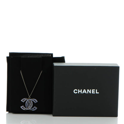 Chanel Crystal Baguette CC Necklace Purple Pink 6 of 6