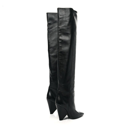 Saint Laurent Calfskin Niki 105 Thigh High Boots 37.5 Black 4 of 7
