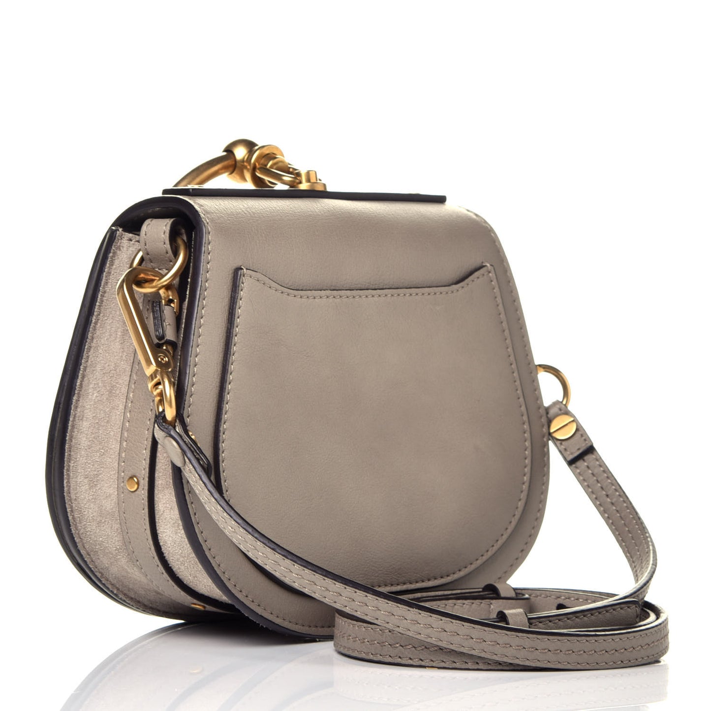 Calfskin Suede Small Nile Bracelet Bag Motty Grey
