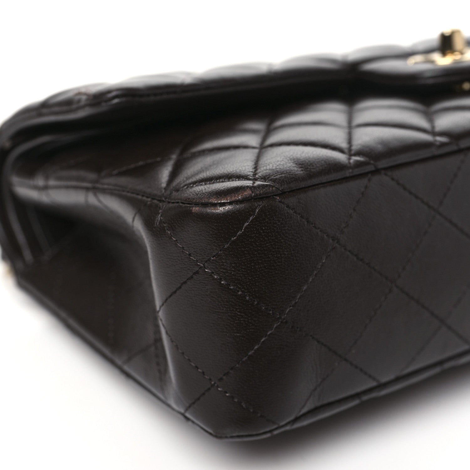 Chanel Lambskin Quilted Medium Double Flap Dark Brown 9 of 13