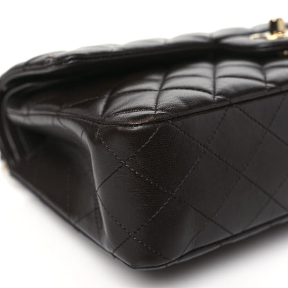 Chanel Lambskin Quilted Medium Double Flap Dark Brown 9 of 13