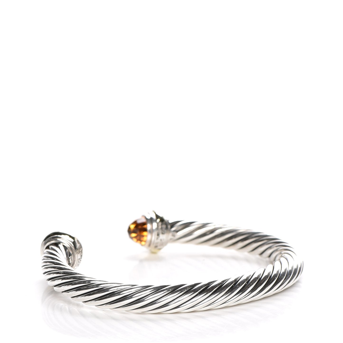Sterling Silver 14K Yellow Gold Citrine 7mm Cable Classics Bracelet