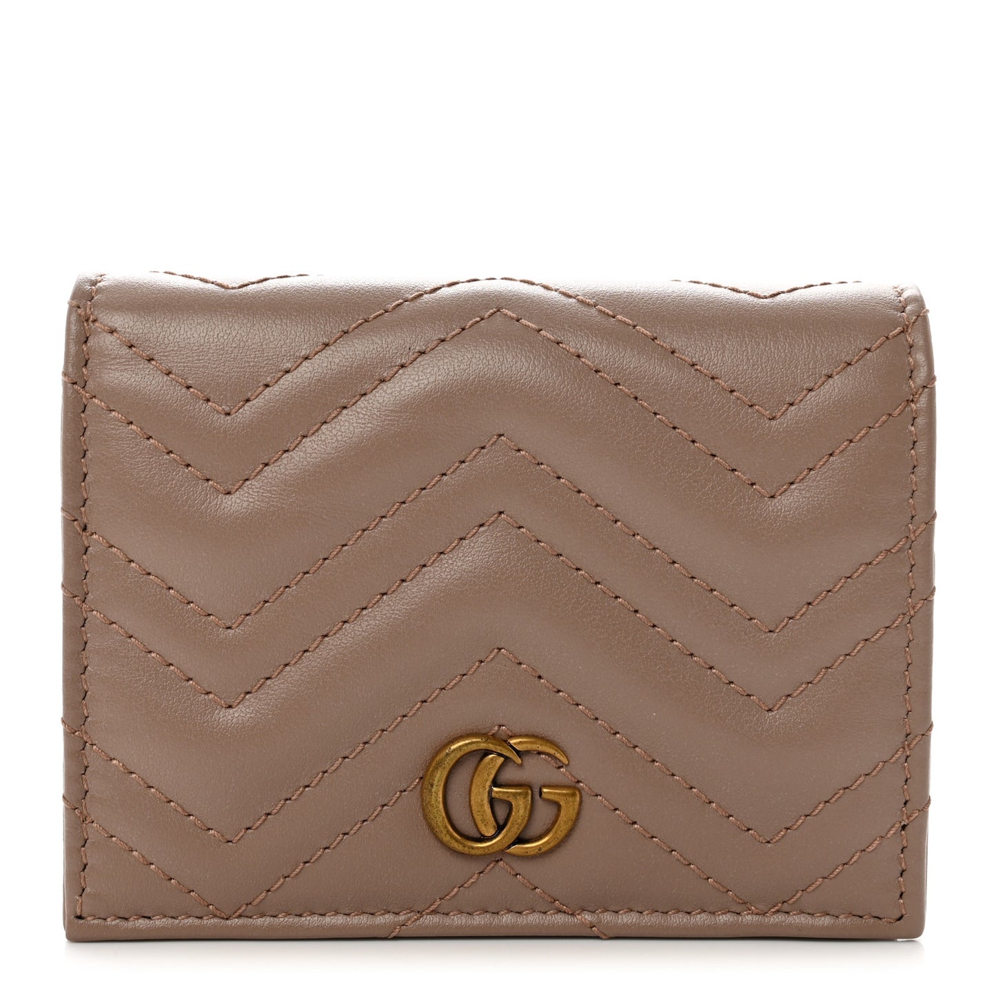 Calfskin Matelasse GG Marmont Card Case Wallet Porcelain Rose