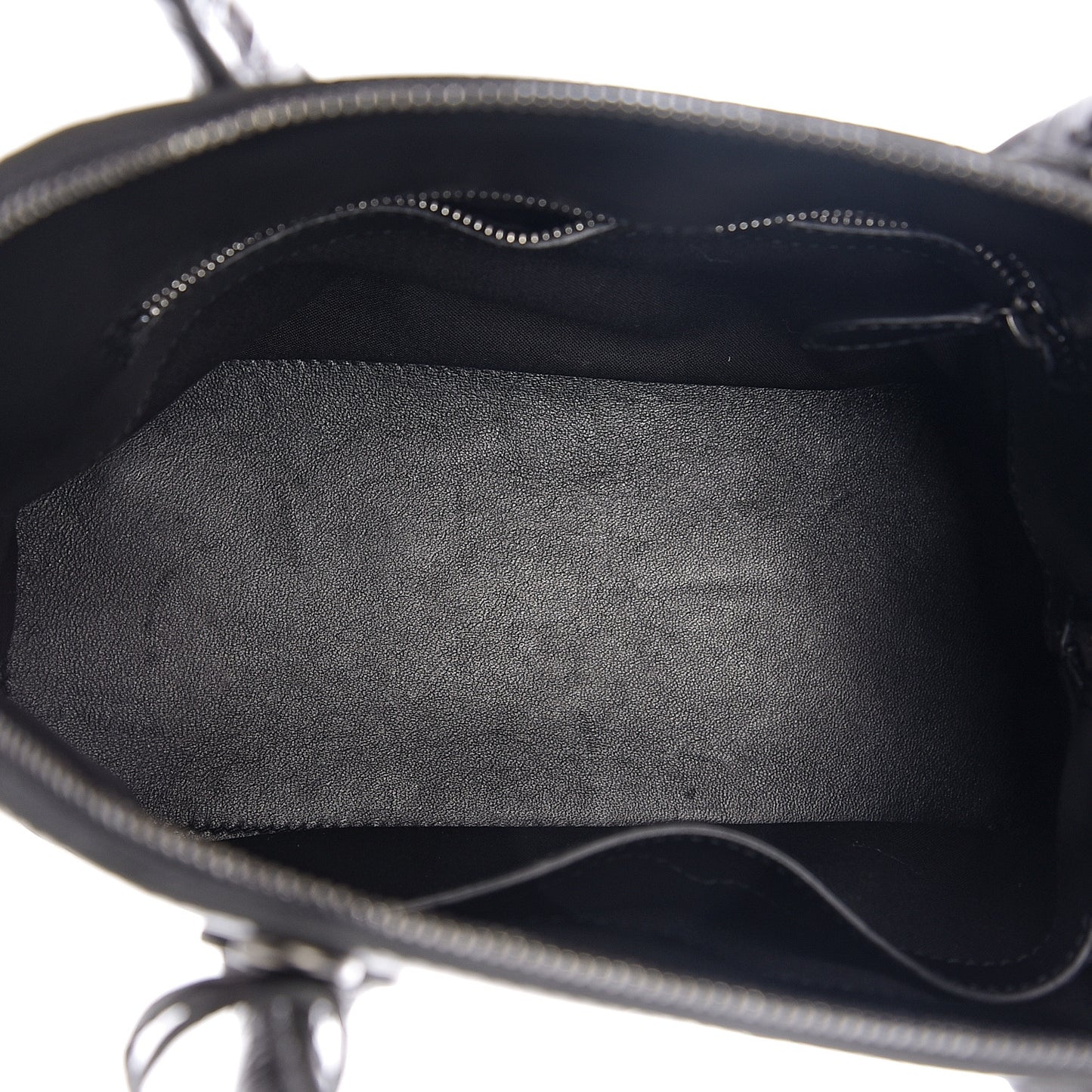 Metallic Calfskin Crocodile Embossed S Ville Top Handle Bag Grey