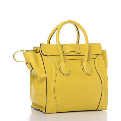 Celine Drummed Calfskin Mini Luggage Citron 3 of 9