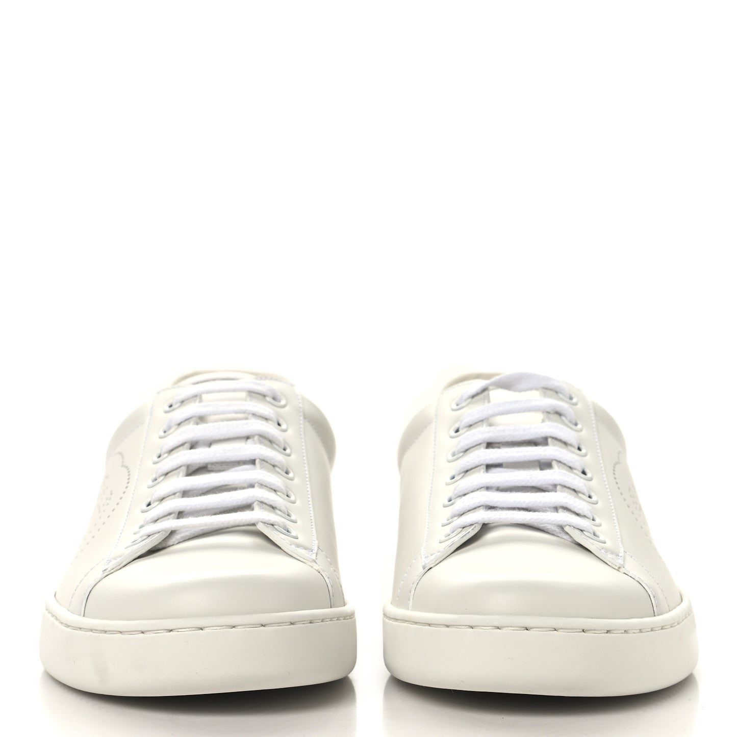 Calfskin Interlocking G Perforated Mens Ace Sneakers 8 White Grey Sky